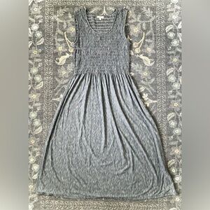 Max Studio Navy White Sleeveless Smocked Bodice Dress